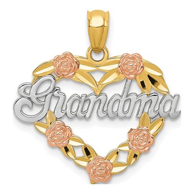 14K Two-Tone Gold Grandma Heart Pendant