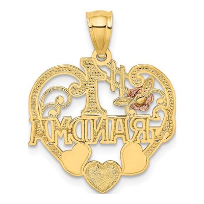 14K Two-Tone Gold Grandma Heart Number 1 Pendant – view 4