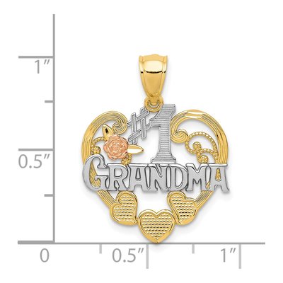 14K Two-Tone Gold Grandma Heart Number 1 Pendant – view 5