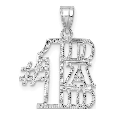 14K White Gold DAD Number 1 Pendant – view 5