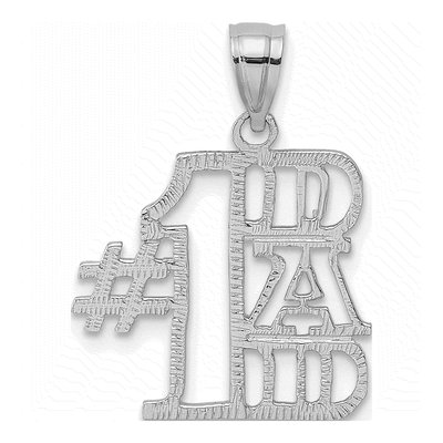 14K White Gold DAD Number 1 Pendant