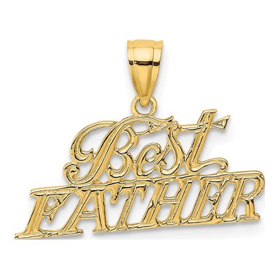 14K Yellow Gold BEST Father Pendant