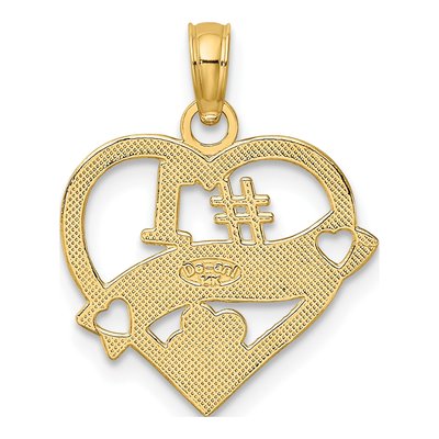 14K Yellow Gold WIFE Heart Number 1 Pendant – view 4