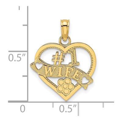 14K Yellow Gold WIFE Heart Number 1 Pendant – view 5