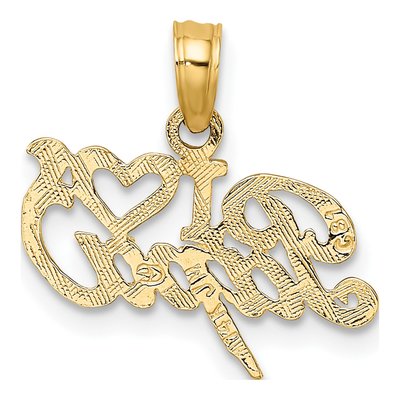 14K Yellow Gold I Heart PAPA Pendant – view 4
