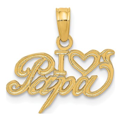 14K Yellow Gold I Heart PAPA Pendant