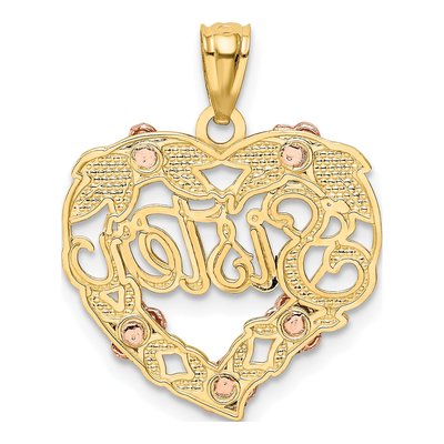 14K Two-Tone Gold Sister Heart Pendant – view 4