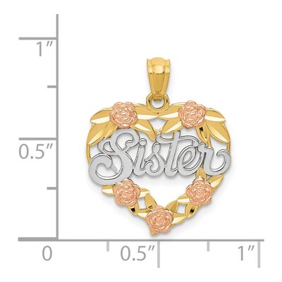 14K Two-Tone Gold Sister Heart Pendant – view 5