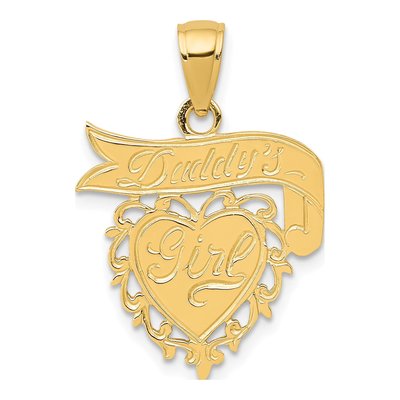 14K Yellow Gold Daddy's Girl Heart Banner Pendant