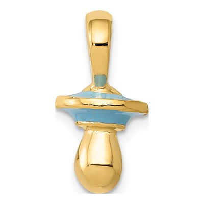 14K Yellow Gold Blue Enamel 3-D Pacifier Pendant – view 3