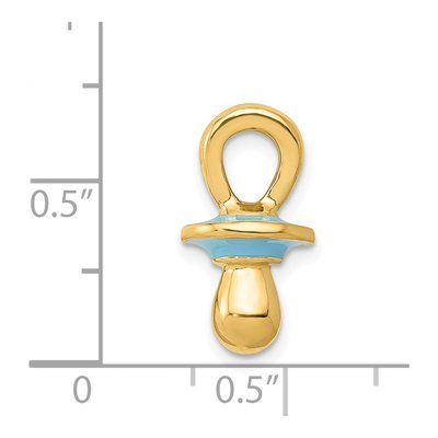 14K Yellow Gold Blue Enamel 3-D Pacifier Pendant – view 4