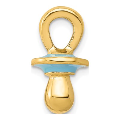 14K Yellow Gold Blue Enamel 3-D Pacifier Pendant