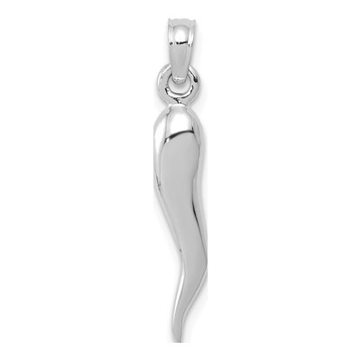 14K White Gold 3-D Horn Pendant