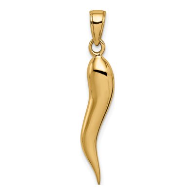 14K Yellow Gold Large 3D Horn Pendant – view 5