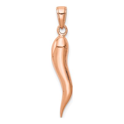 14K Rose Gold Large 3-D Horn Pendant