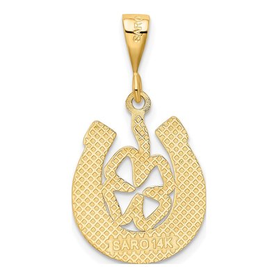 14K Yellow Gold Clover Horseshoe Pendant – view 4