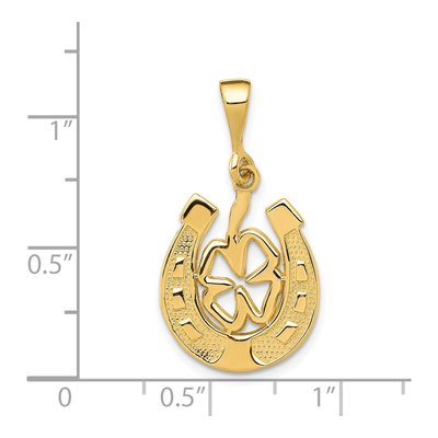 14K Yellow Gold Clover Horseshoe Pendant – view 5