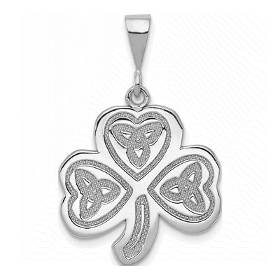 14K White Gold Trinity Clover Pendant