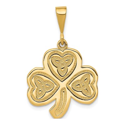 14K Yellow Gold Trinity Clover Pendant