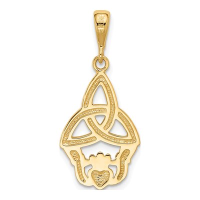14K Yellow Gold Claddagh Trinity Knot Pendant – view 4