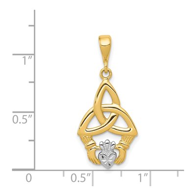 14K Yellow Gold Claddagh Trinity Knot Pendant – view 5