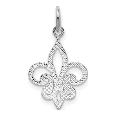 14K White Gold Fleur de Lis Pendant – view 4