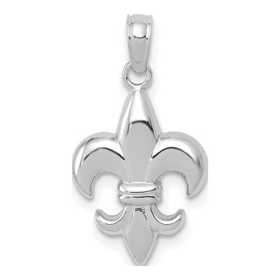 14K White Gold Fleur de Lis Pendant