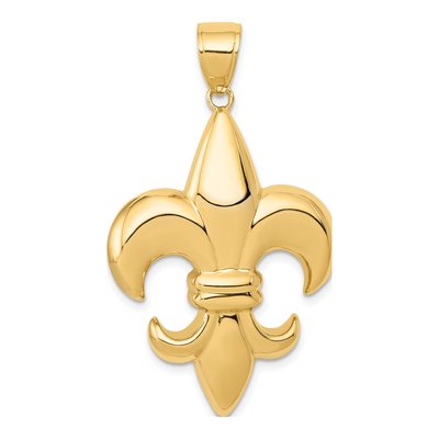14K Yellow Gold Large Fleur-De-Lis Pendant