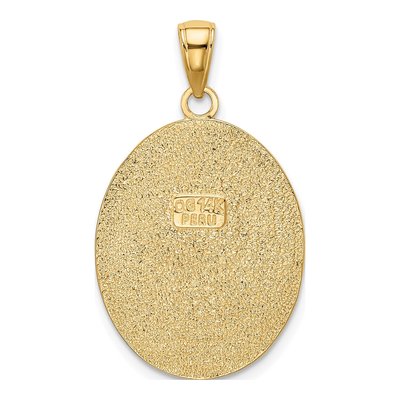 14K Yellow Gold Fleur-De-Lis Oval Disk Pendant – view 4