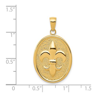14K Yellow Gold Fleur-De-Lis Oval Disk Pendant – view 5
