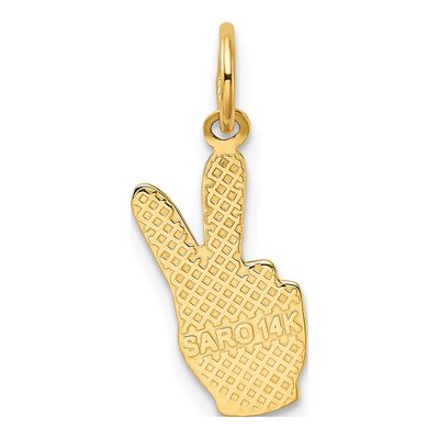 14K Yellow Gold Peace Sign Hand Pendant – view 4
