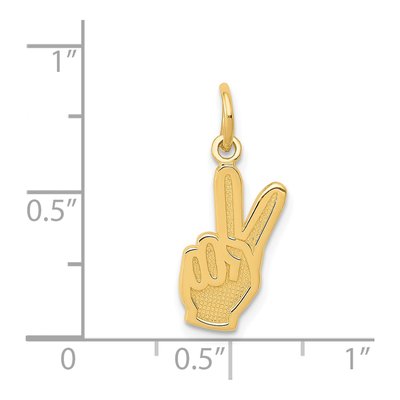14K Yellow Gold Peace Sign Hand Pendant – view 5