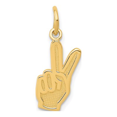 14K Yellow Gold Peace Sign Hand Pendant