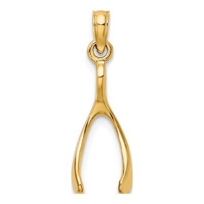 14K Yellow Gold Wishbone Pendant – view 4