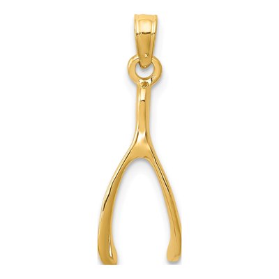 14K Yellow Gold Wishbone Pendant
