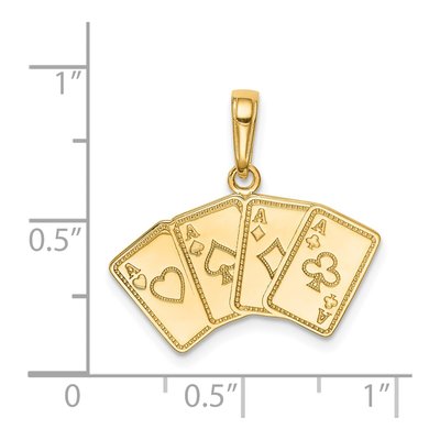 14K Yellow Gold Aces Playing Cards Pendant – view 5