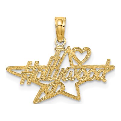 14K Yellow Gold I Heart Hollywood Star Charm