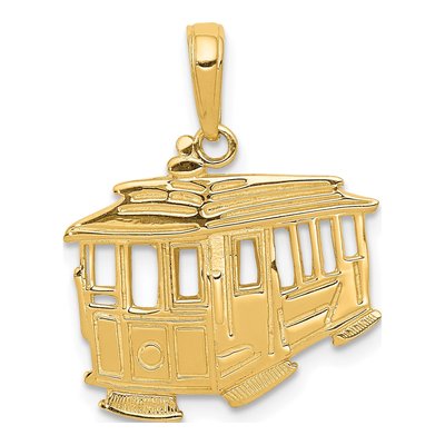 14K Yellow Gold Cable Car Pendant