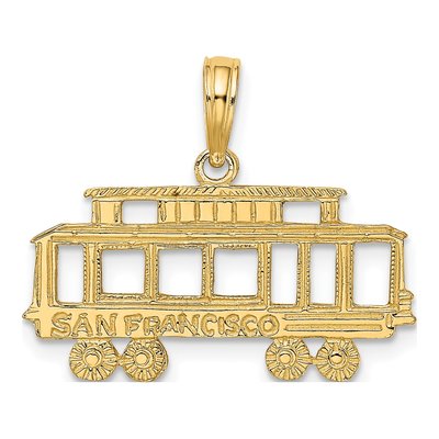 14K Yellow Gold San Francisco Cable Car Pendant