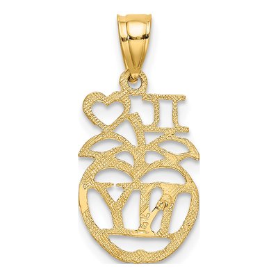 14K Yellow Gold I Heart NY Apple Pendant – view 4
