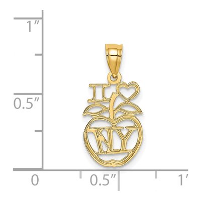 14K Yellow Gold I Heart NY Apple Pendant – view 5
