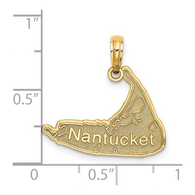 14K Yellow Gold Nantucket Map Pendant – view 4