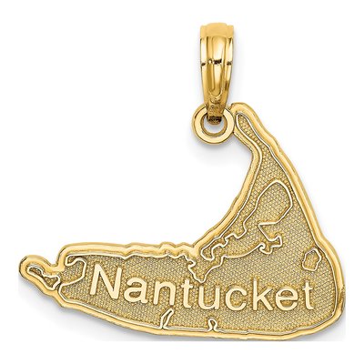 14K Yellow Gold Nantucket Map Pendant
