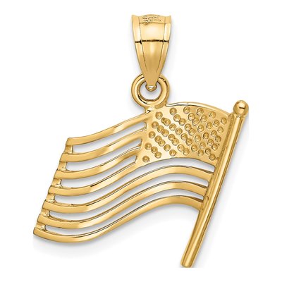 14K Yellow Gold Cut-Out American Flag Pendant – view 4
