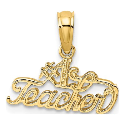 14K Yellow Gold Teacher Number 1 Pendant