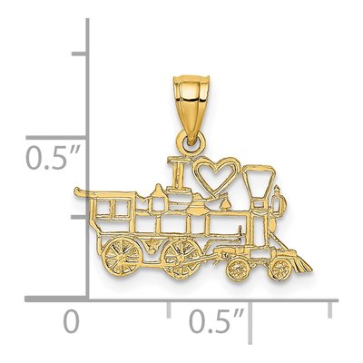 14K Yellow Gold I Heart Train Pendant – view 4