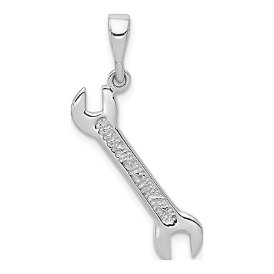 14K White Gold 3-D Wrench Pendant