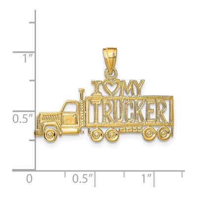 14K Yellow Gold I Heart My Trucker Pendant – view 4