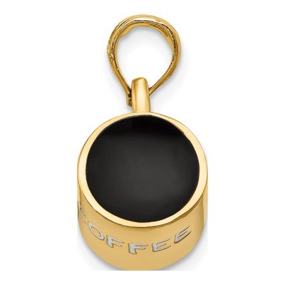 14K Yellow Gold 3-D Black Enamel Coffee Cup Pendant – view 3