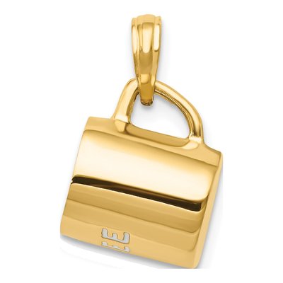 14K Yellow Gold 3-D Black Enamel Coffee Cup Pendant